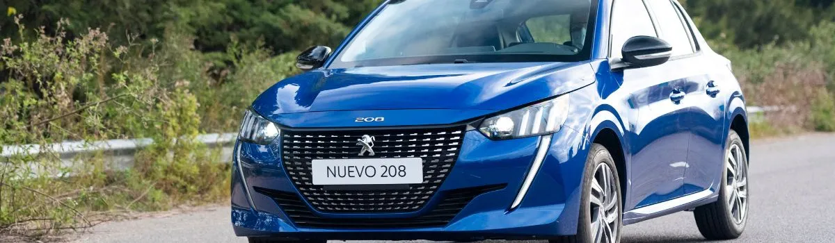 Peugeot 208 azul en carretera