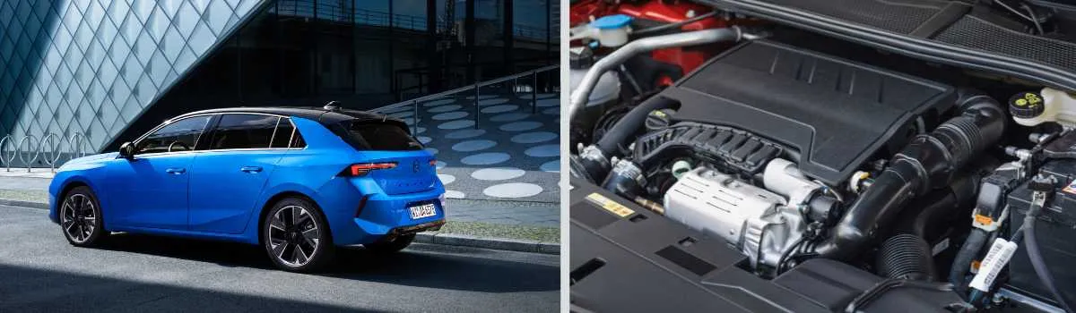 Opel Astra azul y su motor 