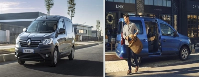 Renault express en carretera y Van azul